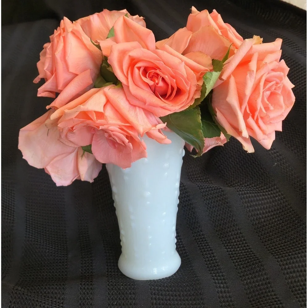 VINTAGE Milk White Glass Vase  7.5 